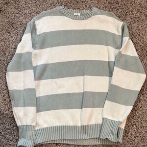 Brandy Melville Crewneck Sweater - Light Blue and White Stripes